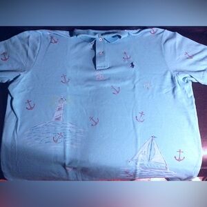 CUSTOM- Polo Ralph Lauren Sky blue Polo with Nautical Accents
